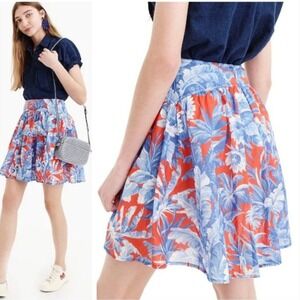 J. Crew Womens Skirt Size‎ 8 Floral Print Red Blue White Preppy Coastal Casual